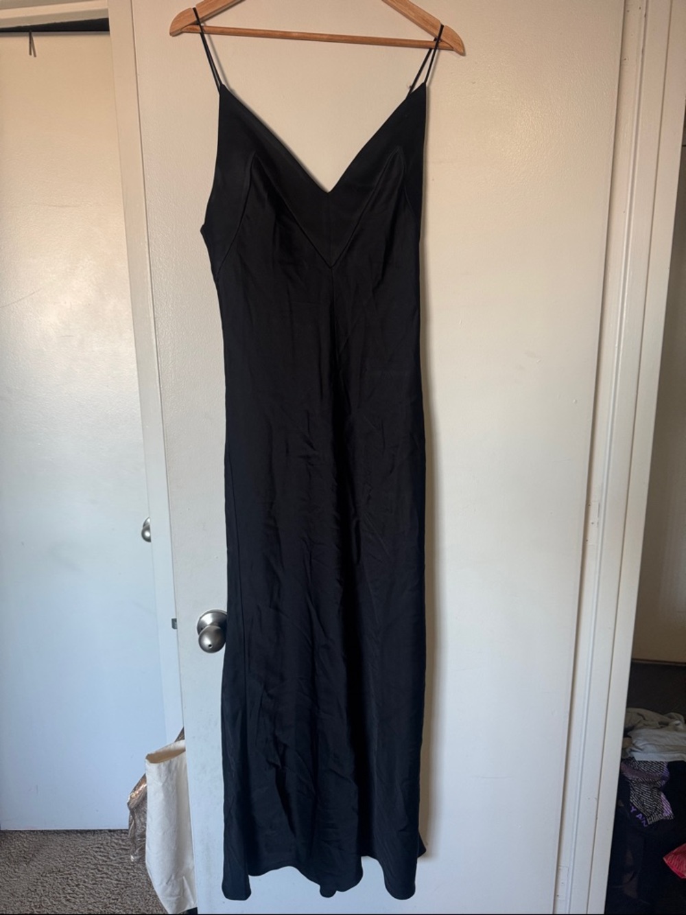 Zara Black Slip Maxi Dress with V-Neck